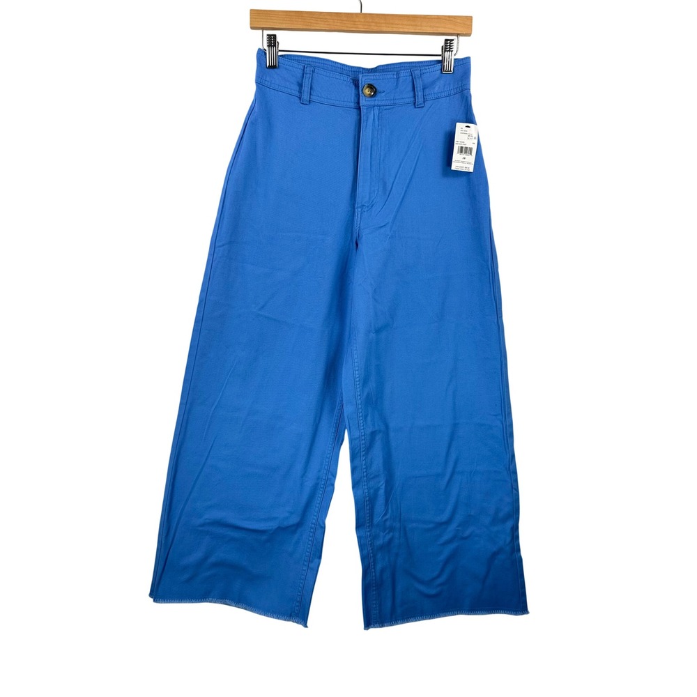 Billabong Side Kick Pants sz 28 Blue High Rise Wide Leg Raw Hem 90s vibrant